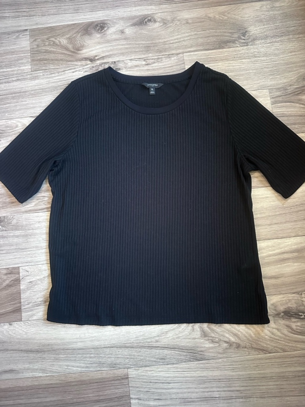 Banana Republic Black Ribbed Short Sleeve Top